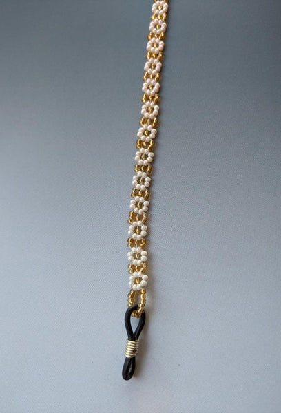 Spectacle chain - Gold & White Flowers